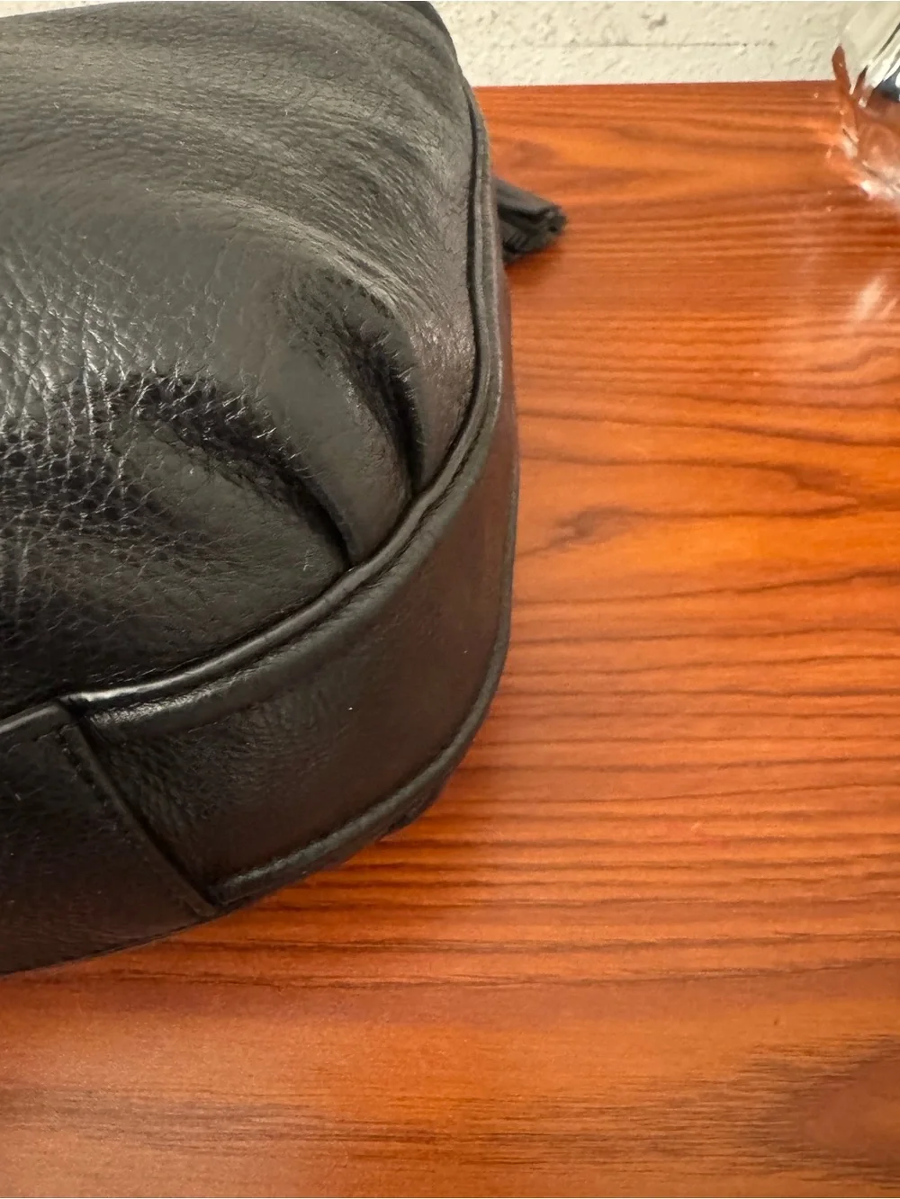 Coach Black Pebbled Leather Hobo Shoulder Bag with Tassel